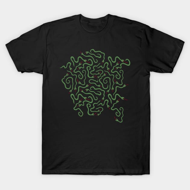 Playful Green Snakes T-Shirt by zeljkica